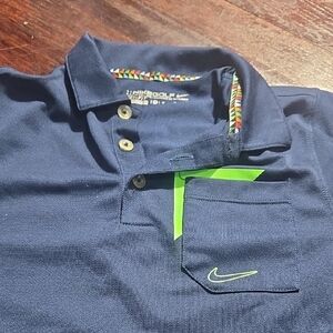 Nike Dark Blue Polo with Bright Green Details
